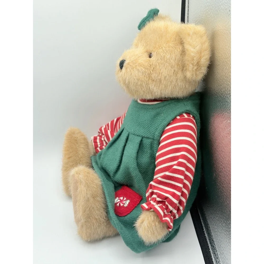 Boyds Collection Christmas Plush Teddy Bear Set Green Red Striped Peppermint 2pc